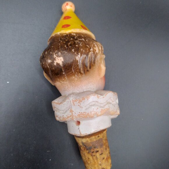Vintage Naked Lady Porcelain & Celluloid Clown Bottle Stoppers & Bottle - Picture 2 of 14